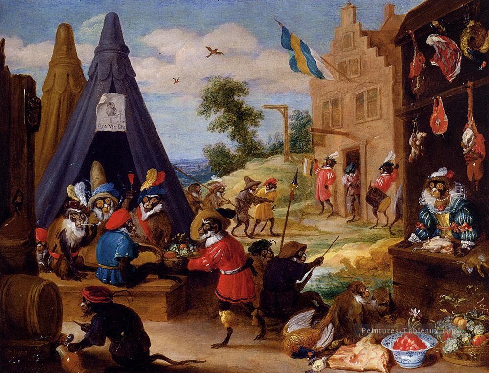 Un festival de singes David Teniers le Jeune Peintures à l'huile
